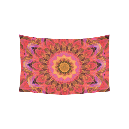 Abstract Peach Violet Mandala Ribbon Candy Lace Cotton Linen Wall Tapestry 60"x 40"