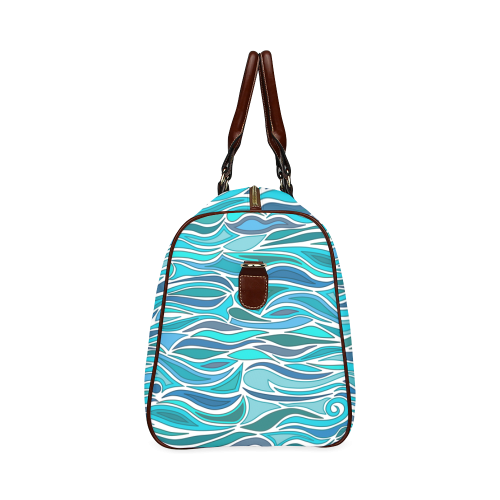 Ocean Waves Blue Abstract Doodle by ArtformDesigns Waterproof Travel Bag/Small (Model 1639)