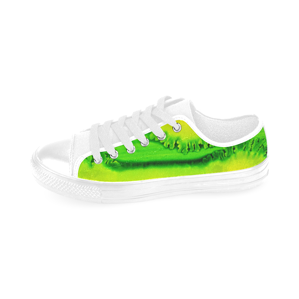 Yellow Colorbubbles Green Color Fern Men's Classic Canvas Shoes/Large Size (Model 018)