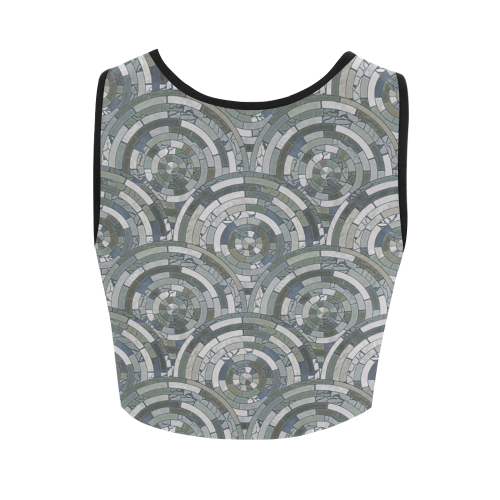 Stones Round Mosaic Pattern - grey Women's Crop Top (Model T42)