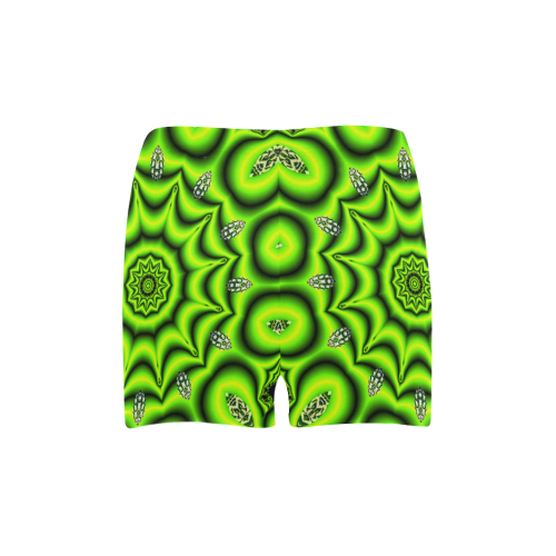 Spring Lime Green Garden Mandala, Abstract Spirals Briseis Skinny Shorts (Model L04)
