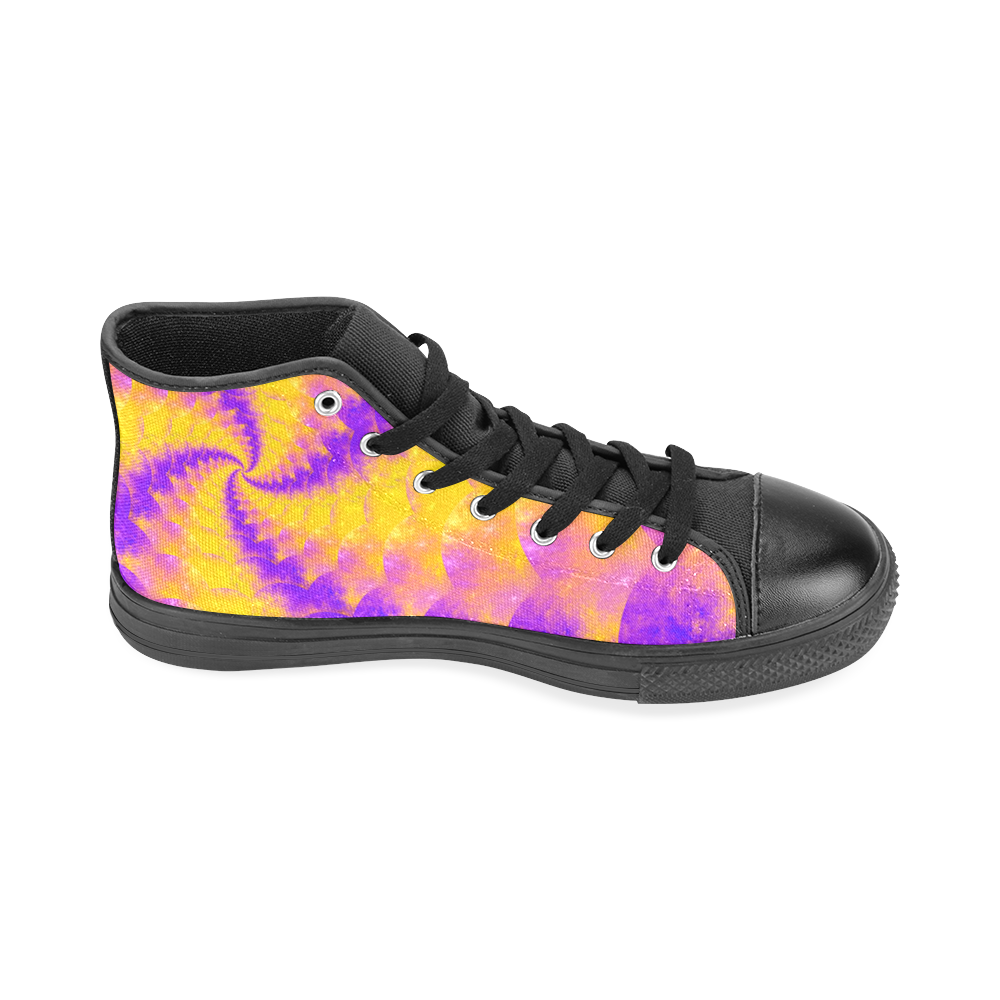Color Explosion Spiral Yellow Lilac Composion Men’s Classic High Top Canvas Shoes /Large Size (Model 017)