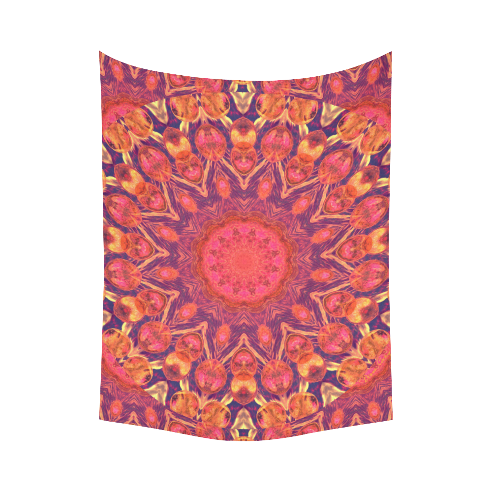 Sunburst, Abstract Peach Cream Orange Star Quilt Cotton Linen Wall Tapestry 60"x 80"