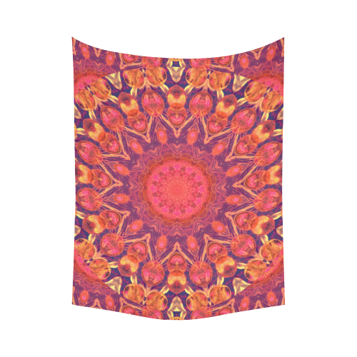 Sunburst, Abstract Peach Cream Orange Star Quilt Cotton Linen Wall Tapestry 60"x 80"