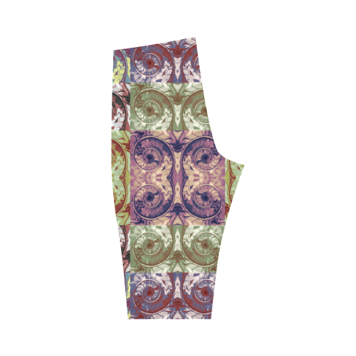 Snails Spirals Mosaic Grunge Pattern Hestia Cropped Leggings (Model L03)