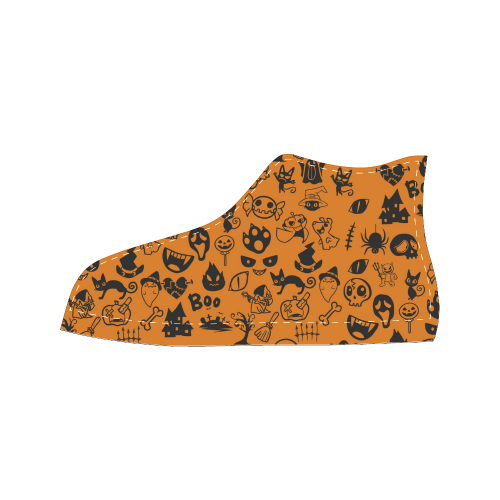 Fun Halloween Characters In Orange And Black Women's Classic High Top Canvas Shoes (Model 017)