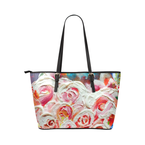 Roses on Fire Leather Tote Bag/Small (Model 1651)