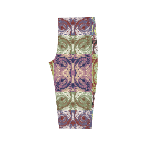 Snails Spirals Mosaic Grunge Pattern Hestia Cropped Leggings (Model L03)