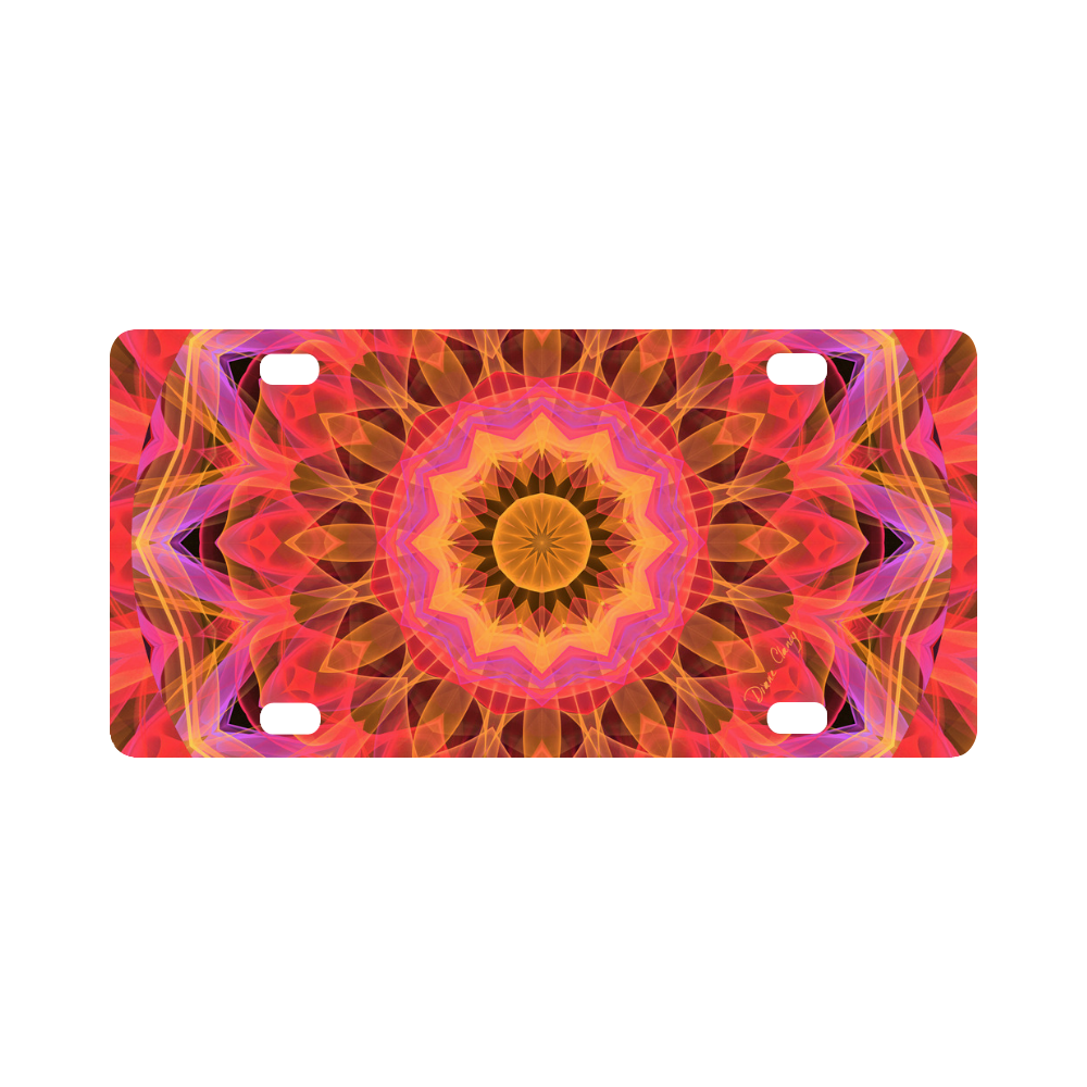 Abstract Peach Violet Mandala Ribbon Candy Lace Classic License Plate