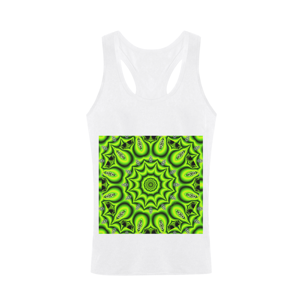 Spring Lime Green Garden Mandala, Abstract Spirals Plus-size Men's I-shaped Tank Top (Model T32)