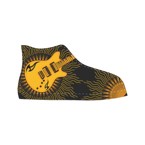 Tribal Sun Guitar by ArtformDesigns Men’s Classic High Top Canvas Shoes /Large Size (Model 017)