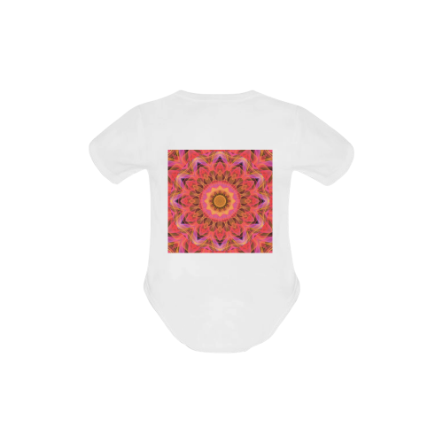 Abstract Peach Violet Mandala Ribbon Candy Lace Baby Powder Organic Short Sleeve One Piece (Model T28)