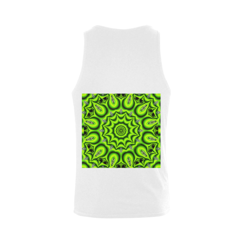 Spring Lime Green Garden Mandala, Abstract Spirals Plus-size Men's Shoulder-Free Tank Top (Model T33)