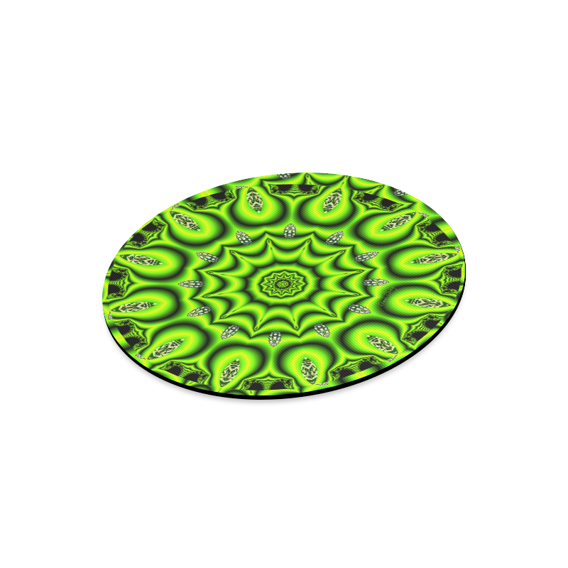 Spring Lime Green Garden Mandala, Abstract Spirals Round Mousepad