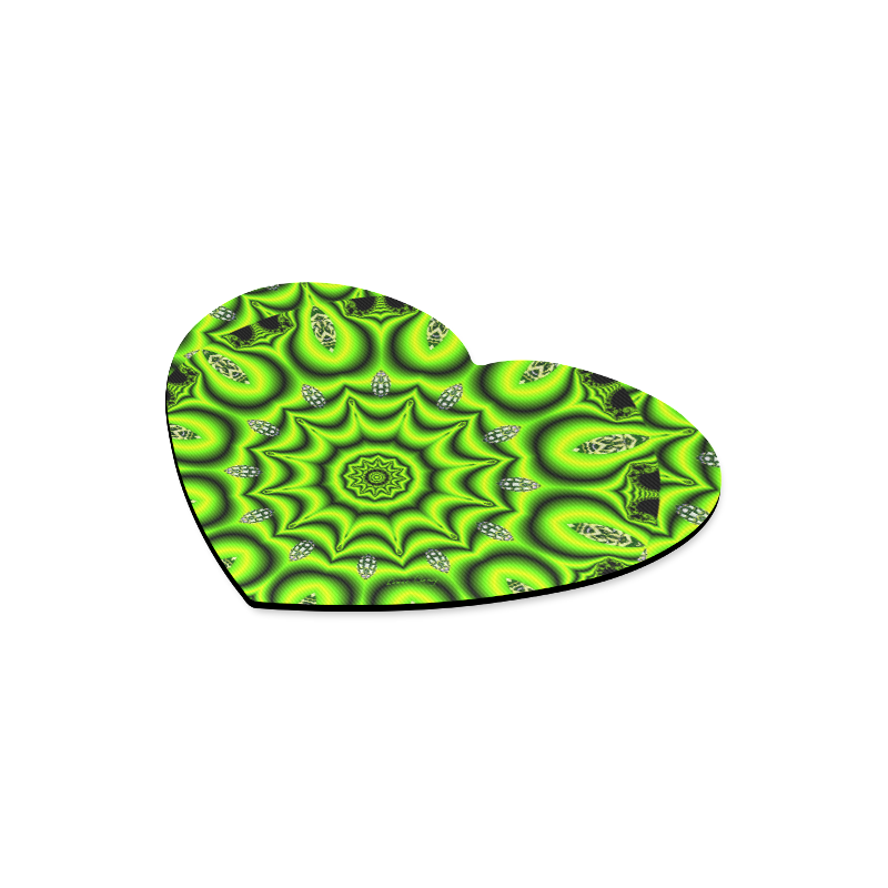 Spring Lime Green Garden Mandala, Abstract Spirals Heart-shaped Mousepad