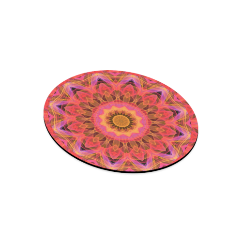 Abstract Peach Violet Mandala Ribbon Candy Lace Round Mousepad