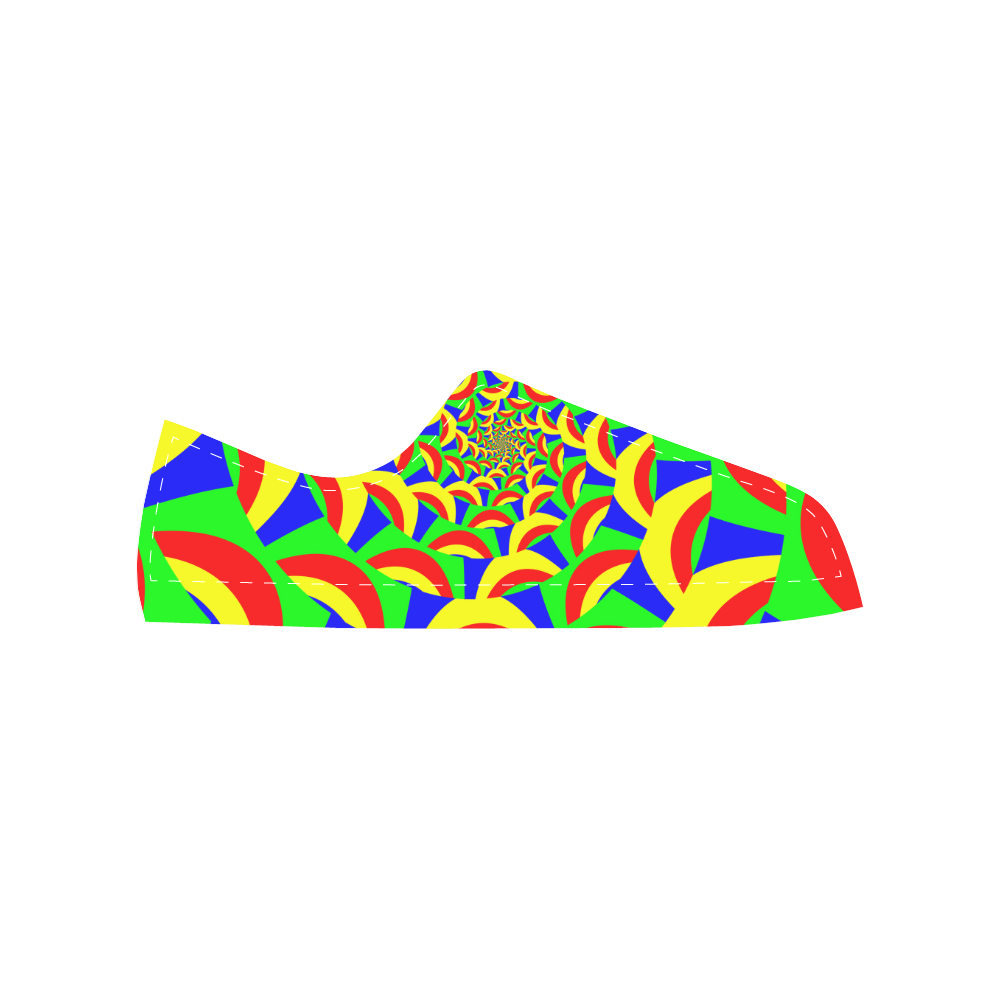 Crazy Colorful Spiral Yellow Green Red Blue Men's Classic Canvas Shoes/Large Size (Model 018)