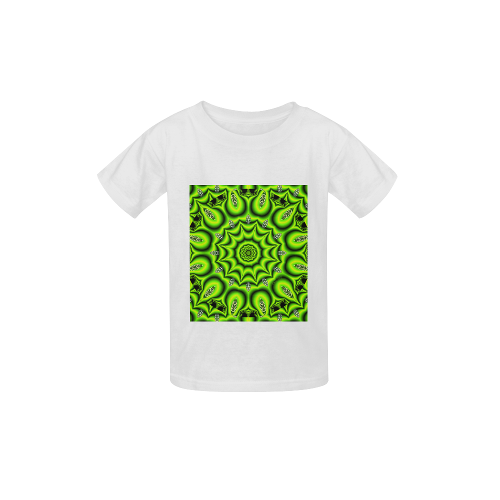 Spring Lime Green Garden Mandala, Abstract Spirals Kid's  Classic T-shirt (Model T22)