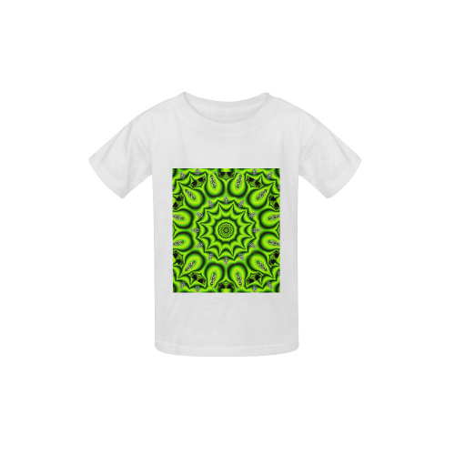 Spring Lime Green Garden Mandala, Abstract Spirals Kid's  Classic T-shirt (Model T22)