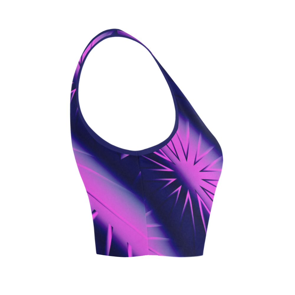 Abstract Purple and Blue Starburst Women's Crop Top (Model T42)