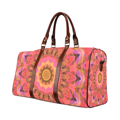Abstract Peach Violet Mandala Ribbon Candy Lace Waterproof Travel Bag/Large (Model 1639)