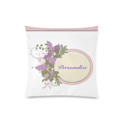 Lilac Bouquet Pink and Cream Plaque PERSONALIZE Custom Zippered Pillow Case 20"x20"(Twin Sides)