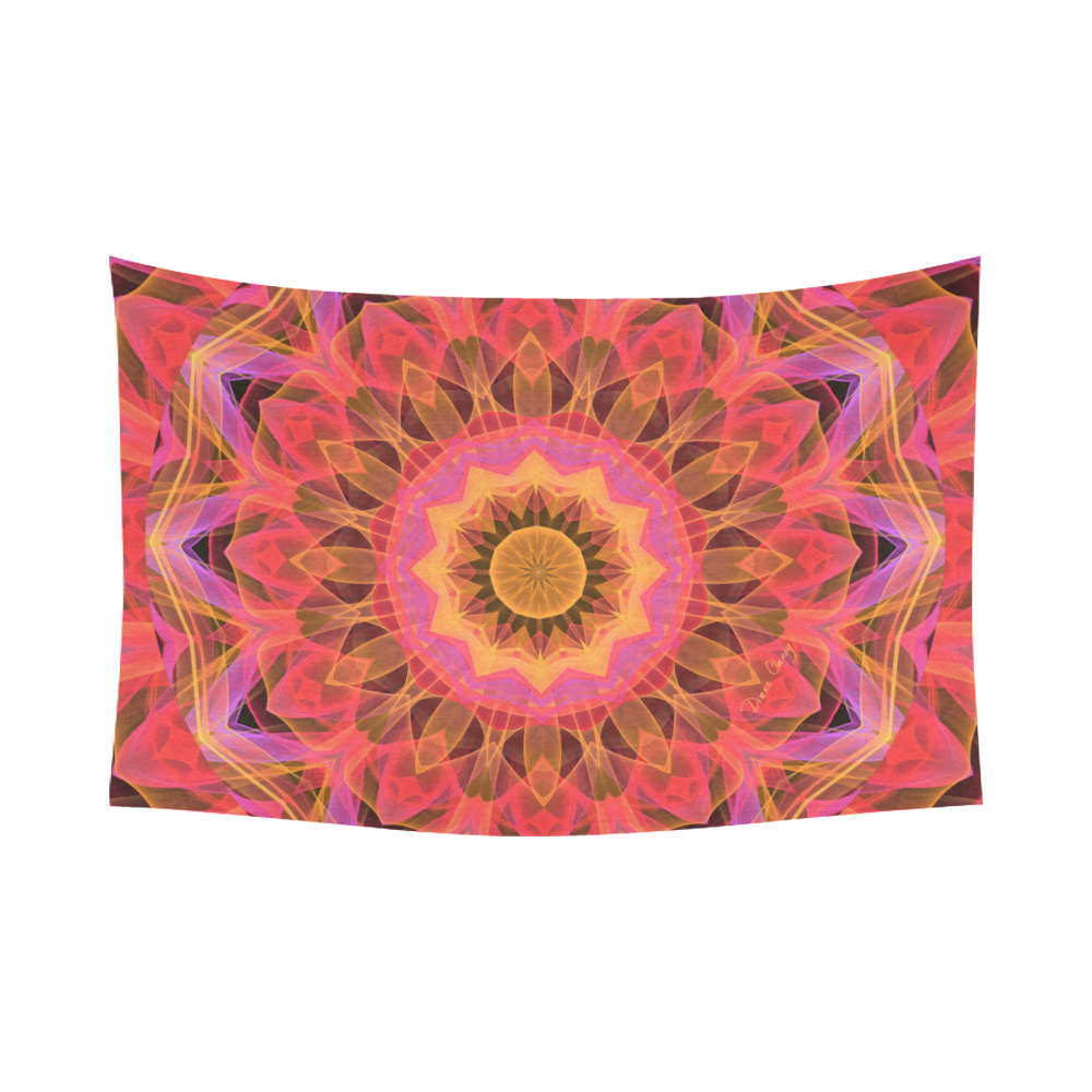 Abstract Peach Violet Mandala Ribbon Candy Lace Cotton Linen Wall Tapestry 90"x 60"