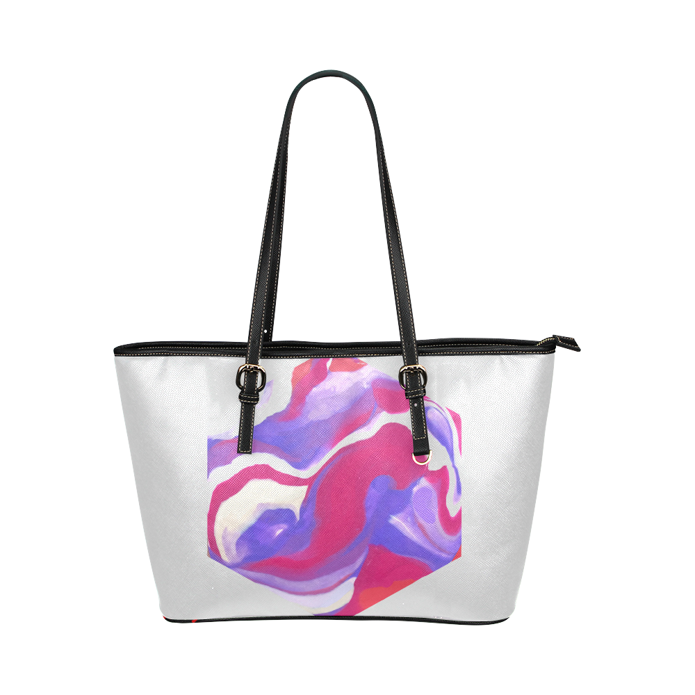 Plum marble Leather Tote Bag/Small (Model 1651)