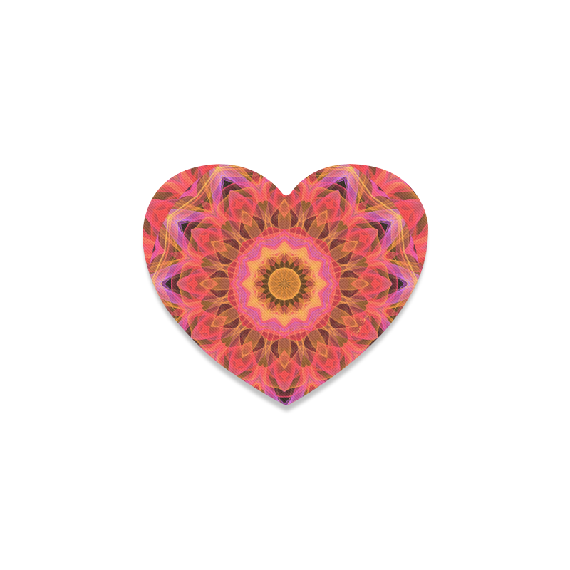Abstract Peach Violet Mandala Ribbon Candy Lace Heart Coaster