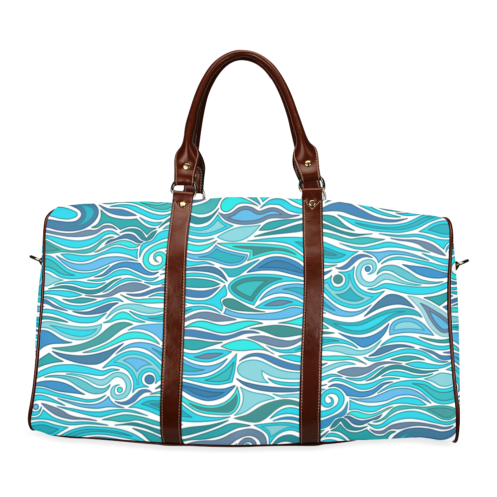 Ocean Waves Blue Abstract Doodle by ArtformDesigns Waterproof Travel Bag/Small (Model 1639)