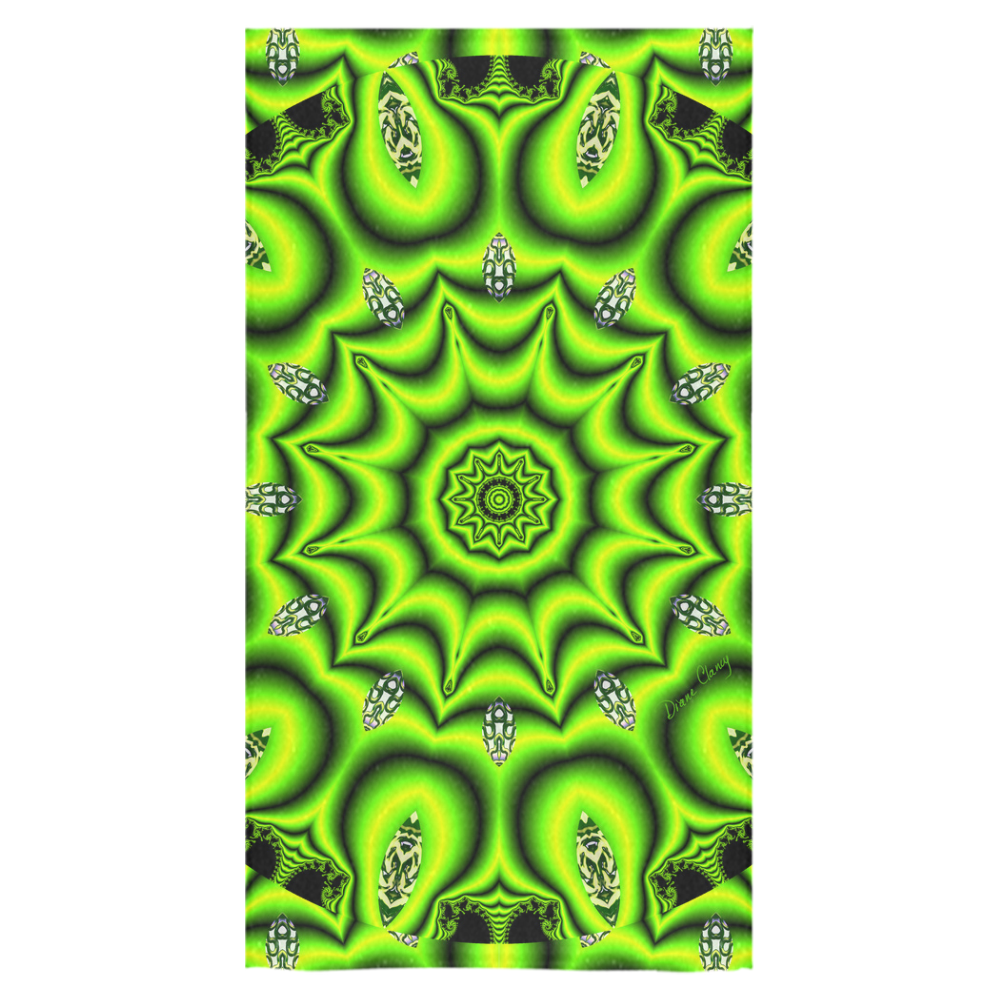 Spring Lime Green Garden Mandala, Abstract Spirals Bath Towel 30"x56"