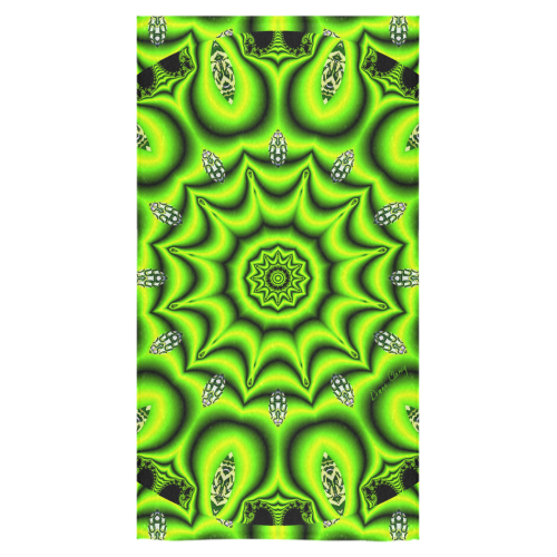Spring Lime Green Garden Mandala, Abstract Spirals Bath Towel 30"x56"