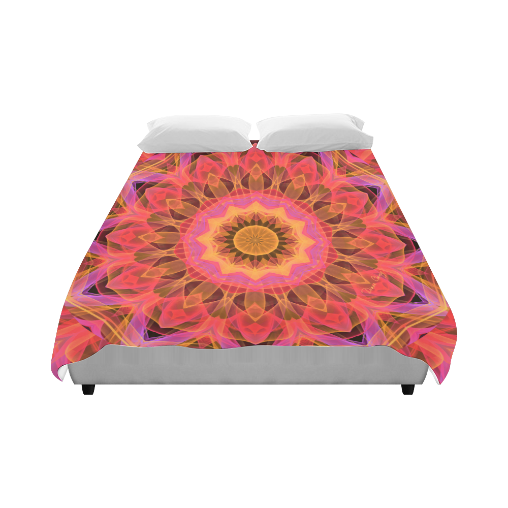 Abstract Peach Violet Mandala Ribbon Candy Lace Duvet Cover 86"x70" ( All-over-print)