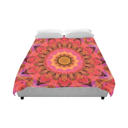 Abstract Peach Violet Mandala Ribbon Candy Lace Duvet Cover 86"x70" ( All-over-print)