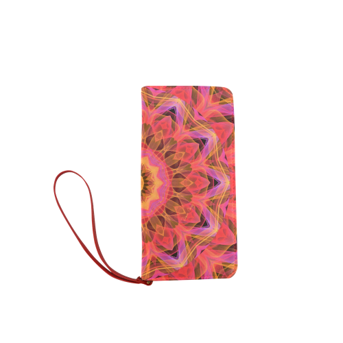 Abstract Peach Violet Mandala Ribbon Candy Lace Women's Clutch Wallet (Model 1637)
