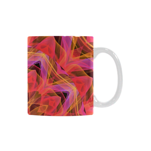 Abstract Peach Violet Mandala Ribbon Candy Lace White Mug(11OZ)