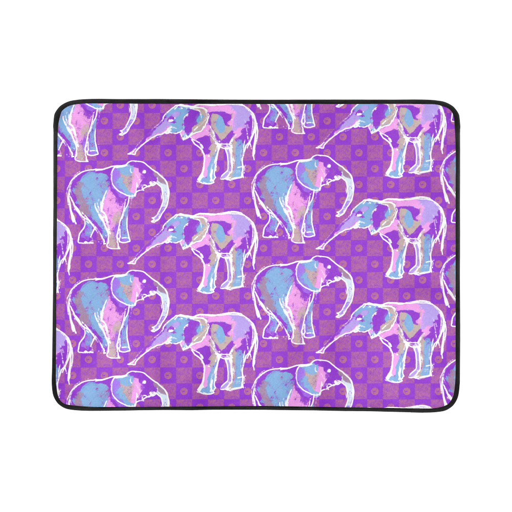 Cute Violet Elephants Pattern Beach Mat 78"x 60"