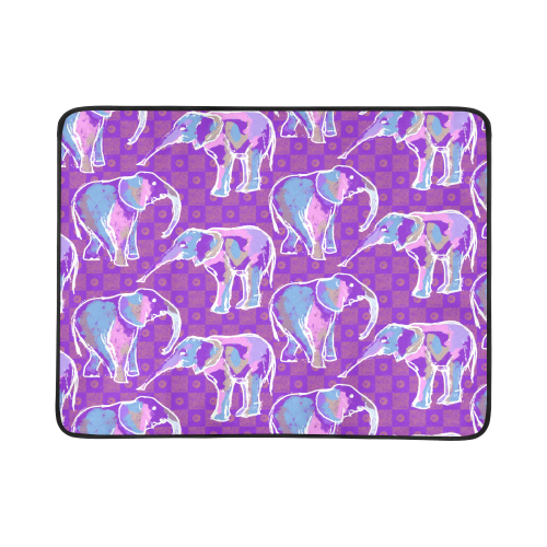 Cute Violet Elephants Pattern Beach Mat 78"x 60"