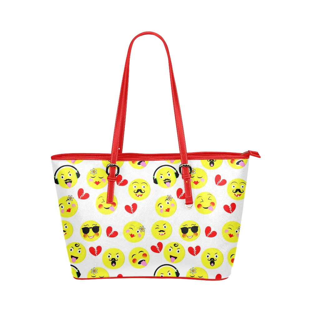 Emoji Fashion Cute Pattern Leather Tote Bag/Small (Model 1651) | ID ...