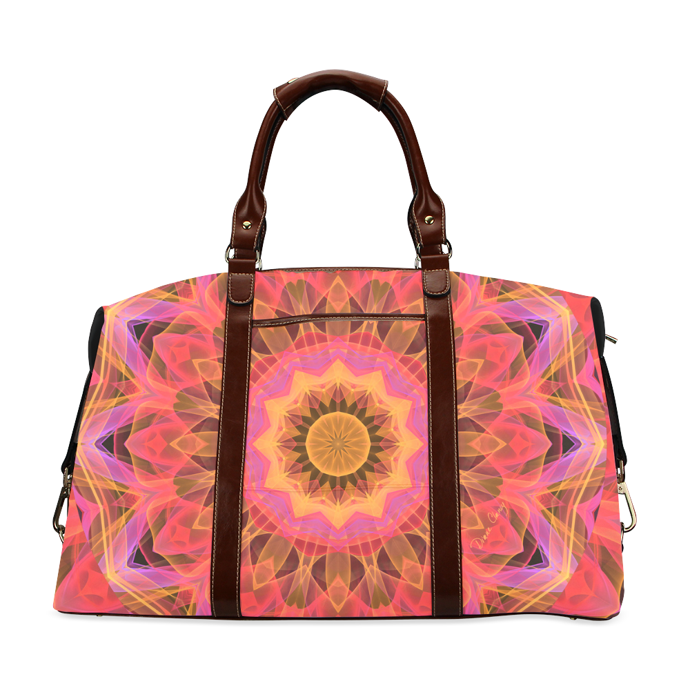 Abstract Peach Violet Mandala Ribbon Candy Lace Classic Travel Bag (Model 1643)