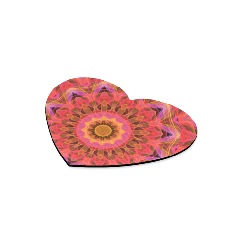 Abstract Peach Violet Mandala Ribbon Candy Lace Heart-shaped Mousepad
