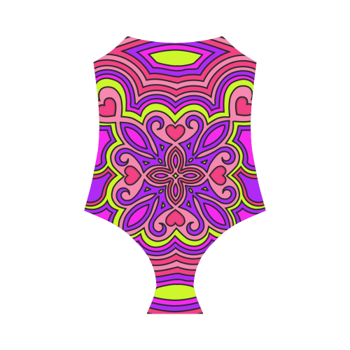Pink, Purple and Lime Zen Doodle by ArtformDesigns Strap Swimsuit ( Model S05)