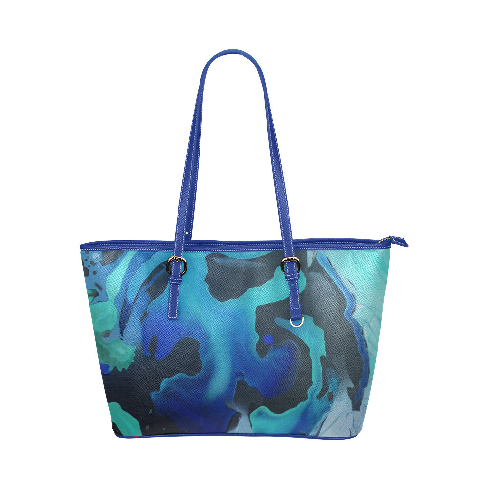 There are Mermaids Here Leather Tote Bag/Small (Model 1651)