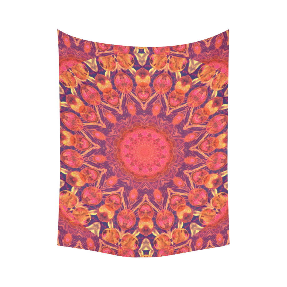 Sunburst, Abstract Peach Cream Orange Star Quilt Cotton Linen Wall Tapestry 80"x 60"