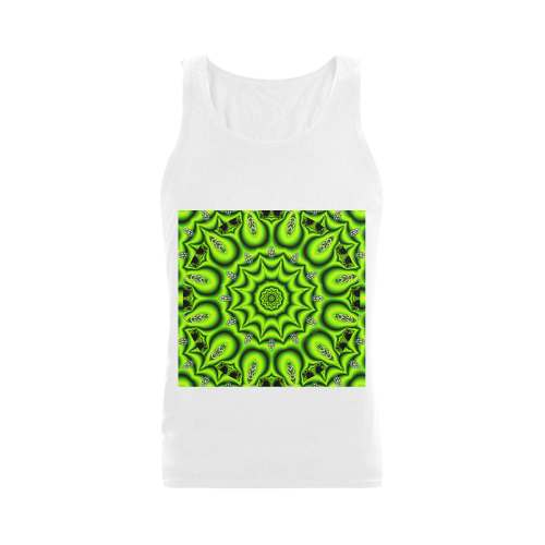 Spring Lime Green Garden Mandala, Abstract Spirals Men's Shoulder-Free Tank Top (Model T33)