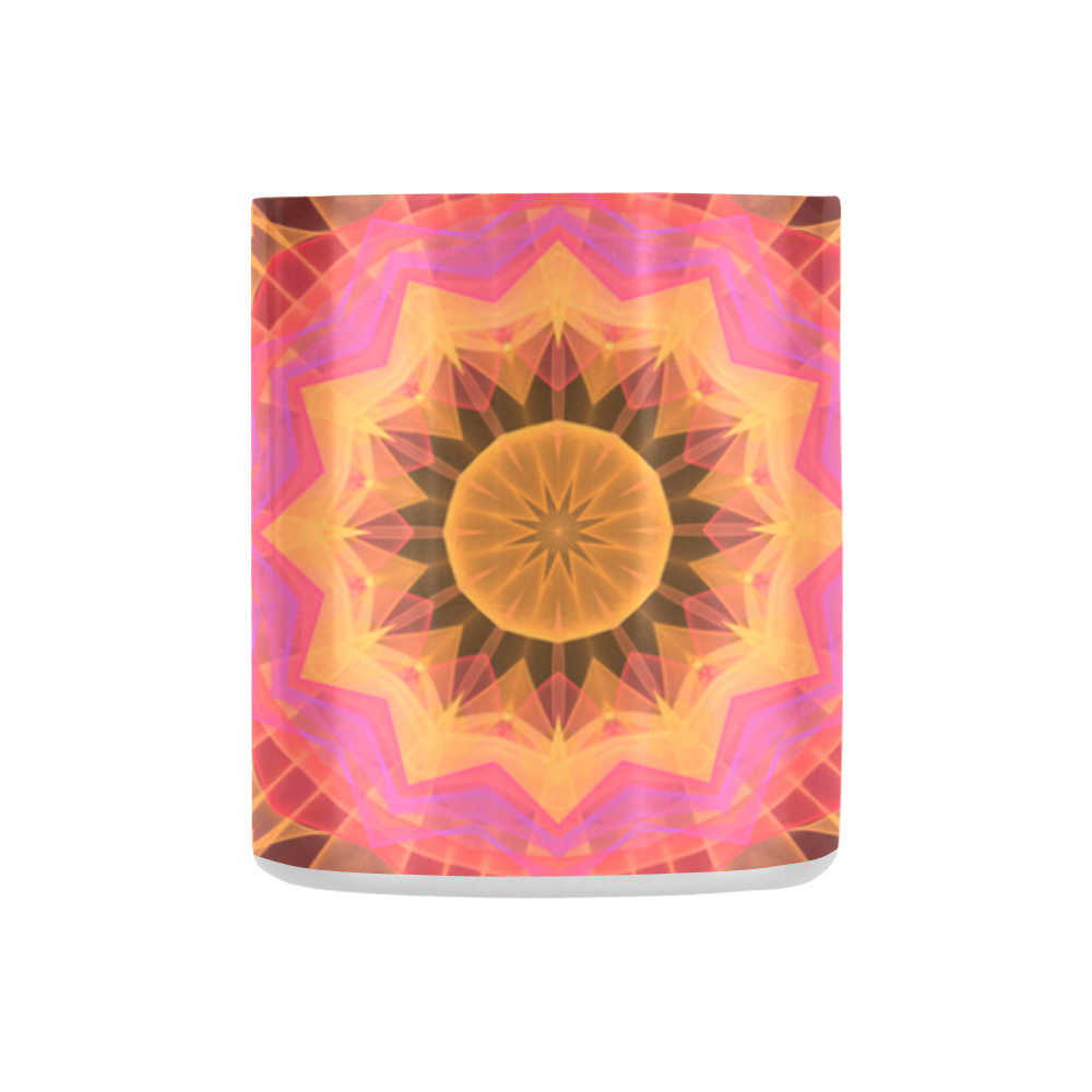 Abstract Peach Violet Mandala Ribbon Candy Lace Classic Insulated Mug(10.3OZ)