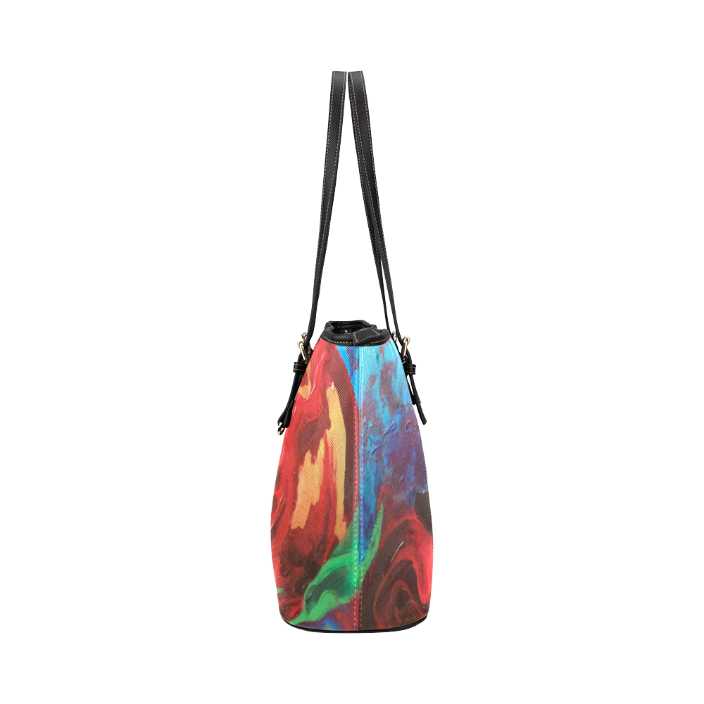 The Tulips Came Early Leather Tote Bag/Small (Model 1651)