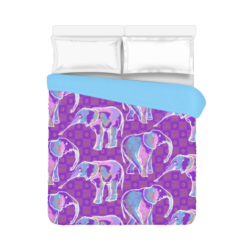 Cute Violet Elephants Pattern Duvet Cover 86"x70" ( All-over-print)
