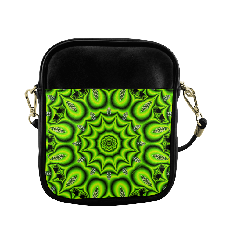 Spring Lime Green Garden Mandala, Abstract Spirals Sling Bag (Model 1627)