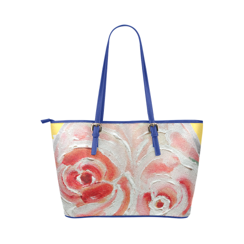 Juicy SUnday Plum ROses bnw Leather Tote Bag/Small (Model 1651)